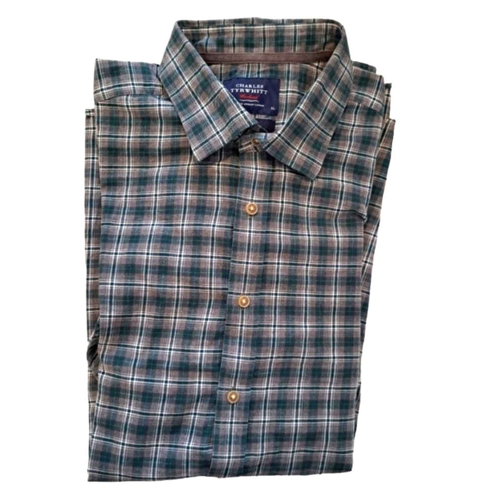 Charles Tyrwhitt Classic Fit Plaid Button-Down Shirt Size XL